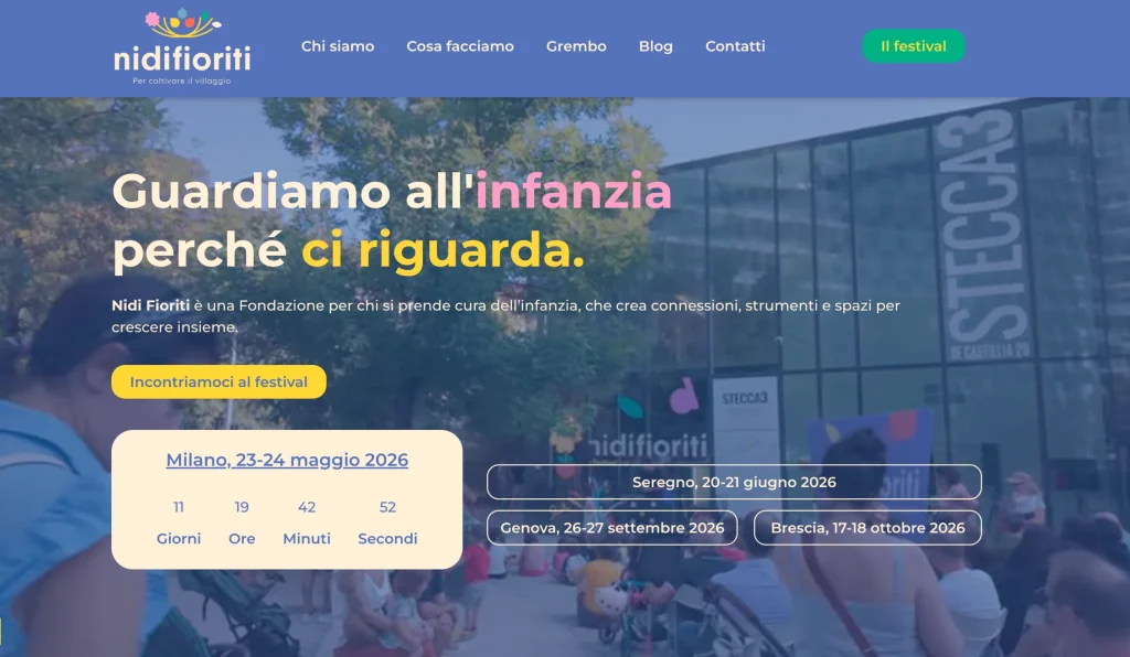 Screenshot sito web nidi fioriti