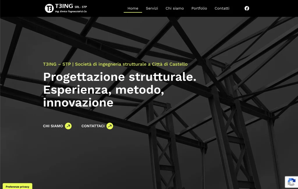 Screenshot homepage del sito wen T3ing